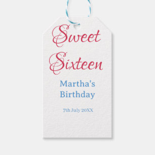 Sweet Sixteen roze naam datum kalligrafie boho bla Cadeaulabel