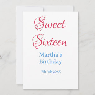 Sweet Sixteen roze naam datum kalligrafie boho bla Kaart