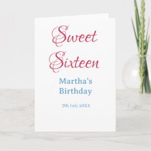 Sweet Sixteen roze naam datum kalligrafie boho bla Kaart
