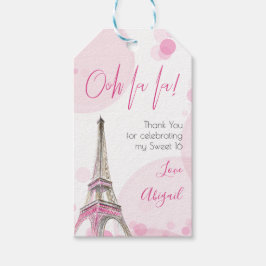 Sweet Sixteen Roze Paris Eiffeltoren Dank u Cadeaulabel
