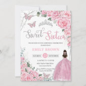 Sweet Sixteen roze prinses Silver Birthday Kaart (Voorkant)