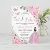 Sweet Sixteen roze prinses Silver Birthday Kaart (Staand voorkant)