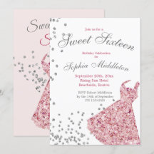 Sweet Sixteen Roze Sparkle Elegant Modern Birthday