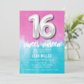 Sweet Sixteen Roze Tie Dye Party uitnodiging (Staand voorkant)