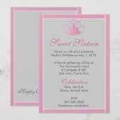 Sweet Sixteen Roze White Silver Tiara Uitnodiging (Voorkant / Achterkant)
