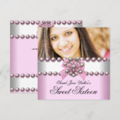 Sweet Sixteen roze witte roze parelhoes foto Kaart (Voorkant / Achterkant)