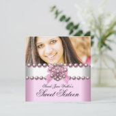 Sweet Sixteen roze witte roze parelhoes foto Kaart (Staand voorkant)
