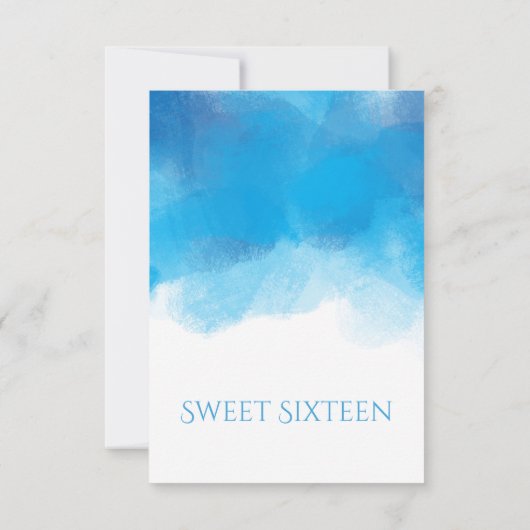 Sweet Sixteen RSVP Summer Blue Waterverf (Achterkant)