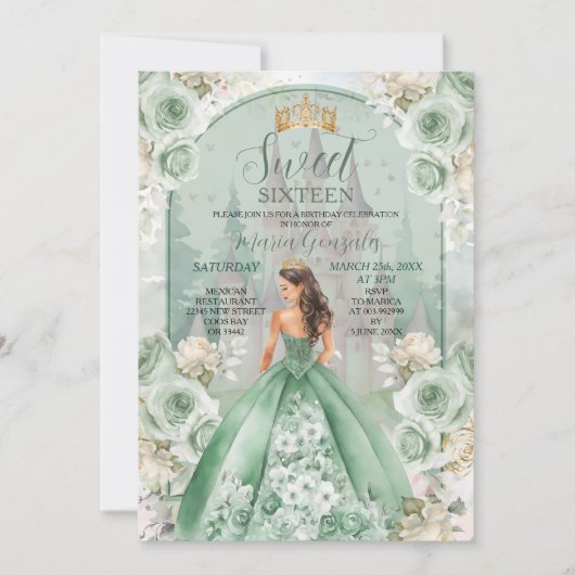 Sweet Sixteen Sage Green Forest Verjaardag Kaart (Voorkant)