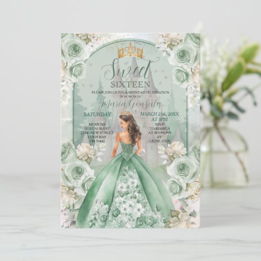 Sweet Sixteen Sage Green Forest Verjaardag Kaart (Staand voorkant)