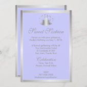 Sweet Sixteen Silver/Blue Tiara Invitation-Cust. Kaart (Voorkant / Achterkant)