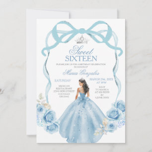 Sweet Sixteen Silver en Baby Blue Verjaardag Kaart