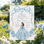 Sweet Sixteen Silver en Baby Blue Verjaardag Kaart<br><div class="desc">Sweet Sixteen Silver en Baby Blue Birthday Mis Quince Anos,  15e verjaardag</div>
