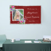 Sweet Sixteen Silver Glitter  Flowers Red Spandoek (Beurs)