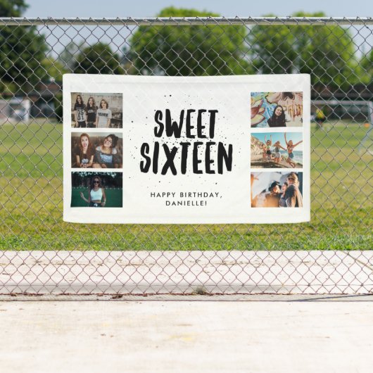 Sweet Sixteen Six Photo Collage Birthday Party  Spandoek (Insitu)