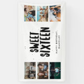 Sweet Sixteen Six Photo Collage Birthday Party  Spandoek (Verticaal)