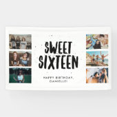 Sweet Sixteen Six Photo Collage Birthday Party  Spandoek (Horizontaal)