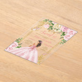 Sweet Sixteen Soft Blush Pink Crown Gold Birthday Acryl Uitnodigingen (Laagn)