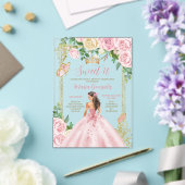 Sweet Sixteen Soft Blush Pink Crown Gold Birthday Acryl Uitnodigingen (Insitu (Huwelijk))