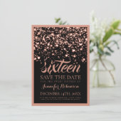 Sweet Sixteen sparen de datum Roos Gold Midnight Kaart (Staand voorkant)
