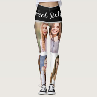 Sweet Sixteen Sparkle: Aangepaste fotocollage Legg Leggings