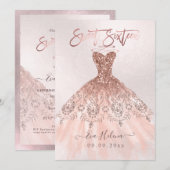 Sweet Sixteen, Sparkle Gown, Faux Roos Gold cards Kaart (Voorkant / Achterkant)