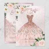 Sweet Sixteen, Sparkle Gown, Faux Roos Gold cards Kaart (Voorkant / Achterkant)