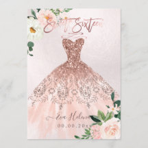Sweet Sixteen, Sparkle Gown, Faux Roos Gold cards