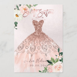 Sweet Sixteen, Sparkle Gown, Faux Roos Gold cards Kaart