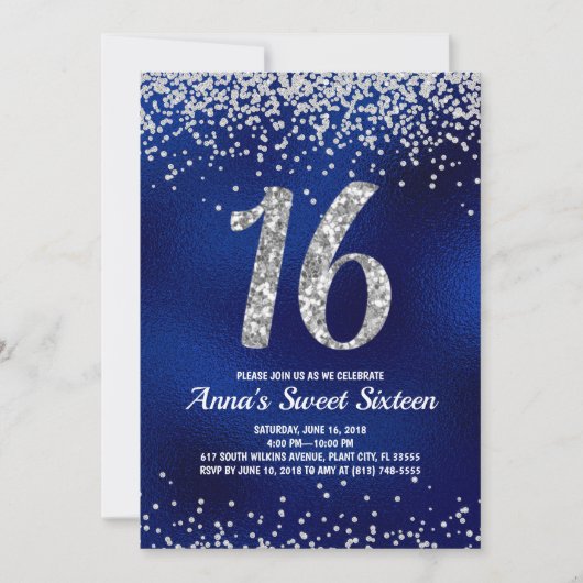Sweet Sixteen Sparkle Invitations Kaart (Voorkant)