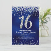 Sweet Sixteen Sparkle Invitations Kaart (Staand voorkant)
