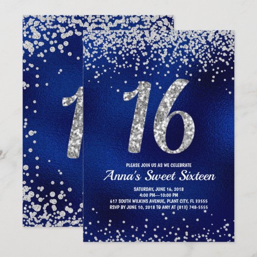 Sweet Sixteen Sparkle Invitations Kaart (Voorkant / Achterkant)