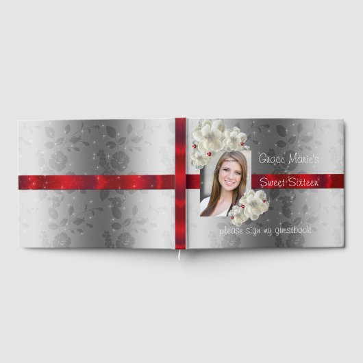 Sweet Sixteen, Sparkle, Red Satin, Guest Book Gastenboek (Volledig)
