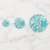 Sweet Sixteen Sparkle Word Cloud Blauwgroen ID265 Confetti (Voorkanten)