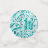 Sweet Sixteen Sparkle Word Cloud Blauwgroen ID265 Confetti (Kleine voorkant)