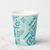 Sweet Sixteen Sparkle Word Cloud Blauwgroen ID265 Papieren Bekers (Rechts)