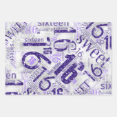 Sweet Sixteen Sparkle Word Cloud Paars ID265 Inpakpapier Vel (Voorkant 3)