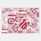 Sweet Sixteen Sparkle Word Cloud Red ID265 Inpakpapier Vel (Voorkant)