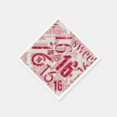 Sweet Sixteen Sparkle Word Cloud Red ID265 Servetten (Hoek)