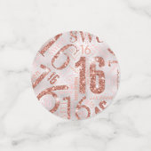 Sweet Sixteen Sparkle Word Cloud Roos Gold ID265 Confetti (Kleine voorkant)