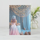 Sweet Sixteen Sparkles Flowers Girl Blauw Roze Haa Kaart (Staand voorkant)