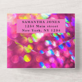 Sweet Sixteen Sparkly Glitter Girly hot roze All In One Uitnodiging (Achterkant)