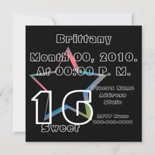Sweet Sixteen Stardom Invitation-Customize Kaart
