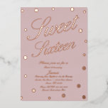 Sweet Sixteen Stippen Blush Gold Ppress Folie Uitnodiging<br><div class="desc">Sweet 16 Uitnodigingen met Stippen Border</div>