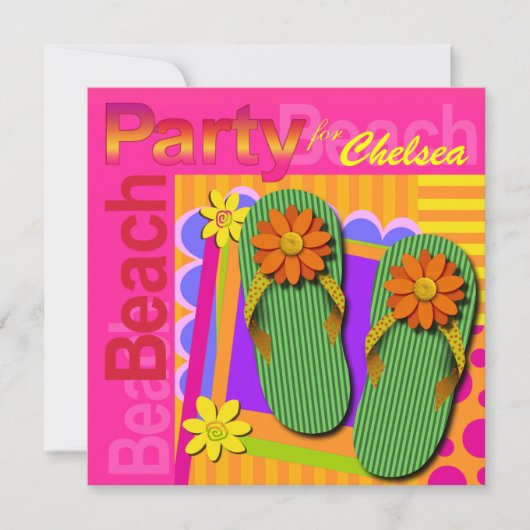Sweet Sixteen Summer Fun Teenslippers - Beach Part Kaart (Voorkant)