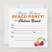 Sweet Sixteen Summer Fun Teenslippers - Beach Part Kaart (Achterkant)