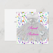 Sweet Sixteen Sweet 16 16th Birthday Party Music Kaart (Voorkant / Achterkant)