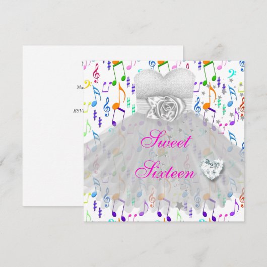 Sweet Sixteen Sweet 16 16th Birthday Party Music Kaart (Voorkant / Achterkant)