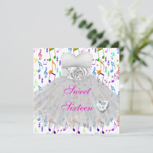 Sweet Sixteen Sweet 16 16th Birthday Party Music Kaart (Staand voorkant)