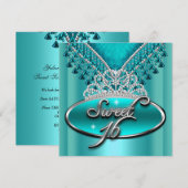 Sweet Sixteen Sweet 16 Birthday Blauwgroen Blue Ti Kaart (Voorkant / Achterkant)